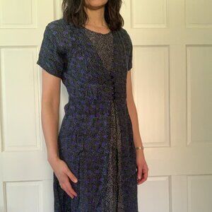 Vintage granny short sleeved long grunge dress 1990s perfect with combat boots!